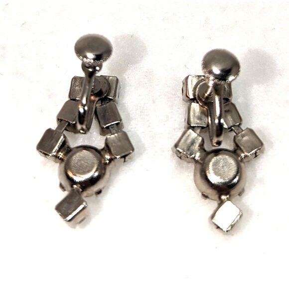 Vintage Rhinestone Drop Screw Back Earrings - Picture 7 of 8